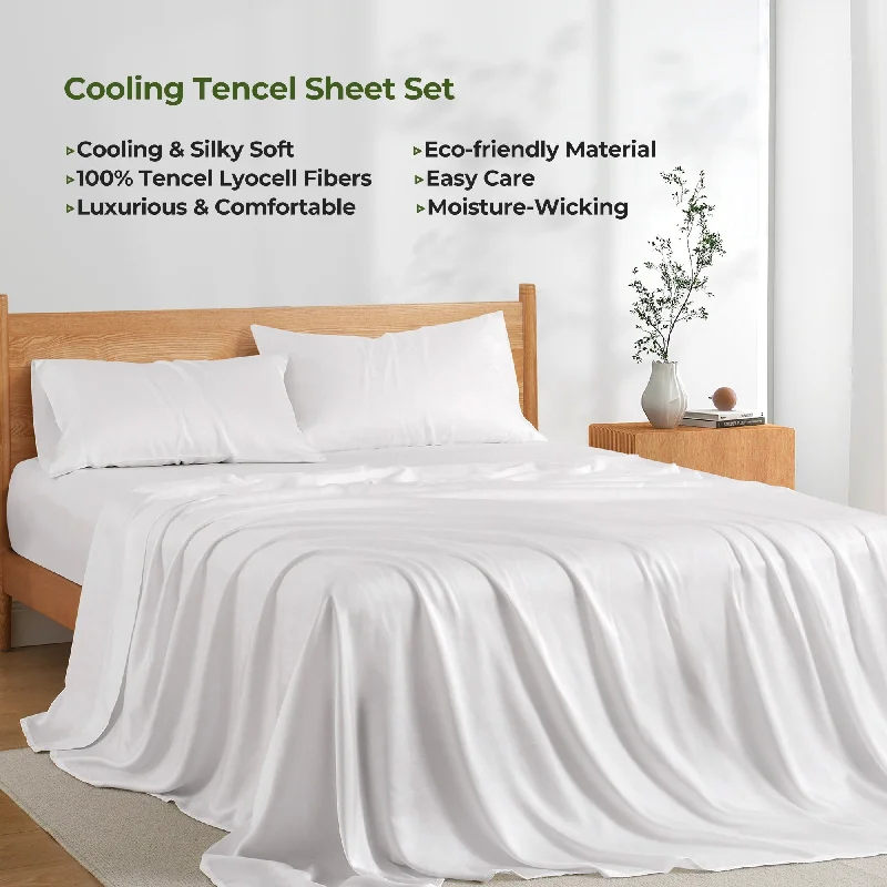 100% Tencel Cooling Bedding Sheet Set, Silky Smooth & Breathable Lyocell