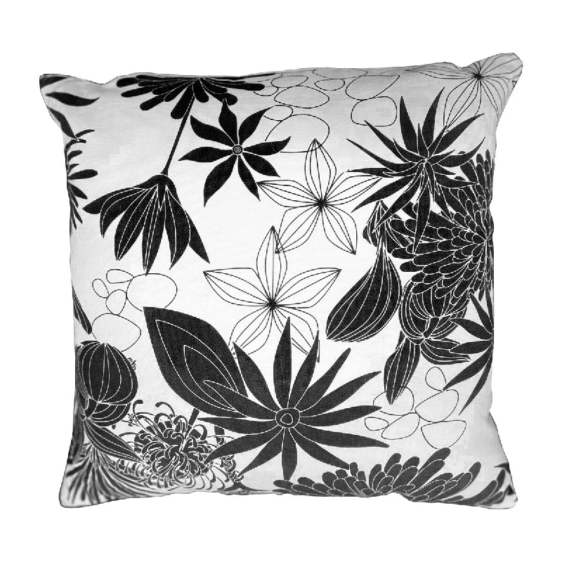 17 x 17 -inch flower print cotton pillow - White