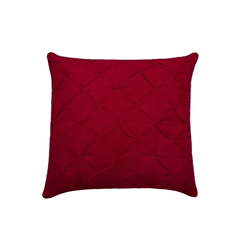 18" x 18" Diamond Tuck Red Solid Woven Square Throw Pillow