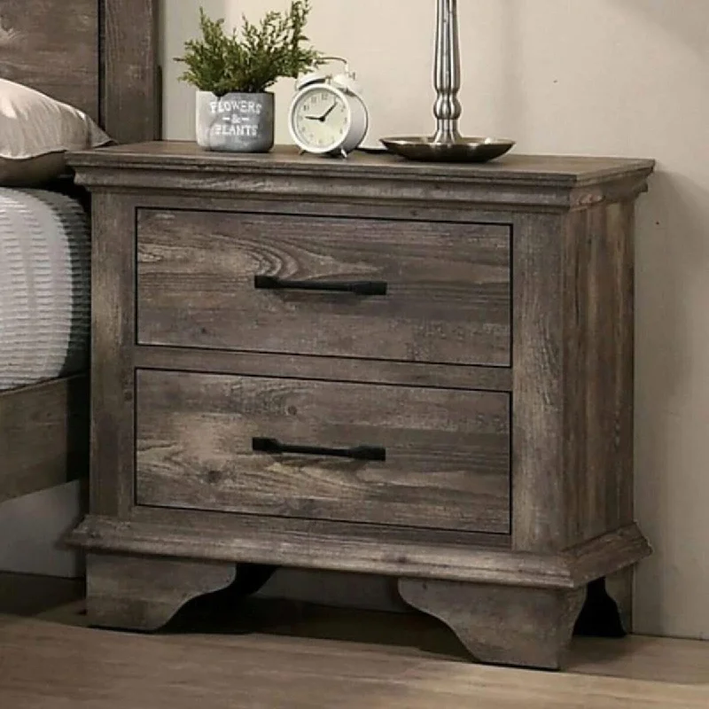 1pc Transitional Nightstand in Gray Color, Massive Bracket Legs