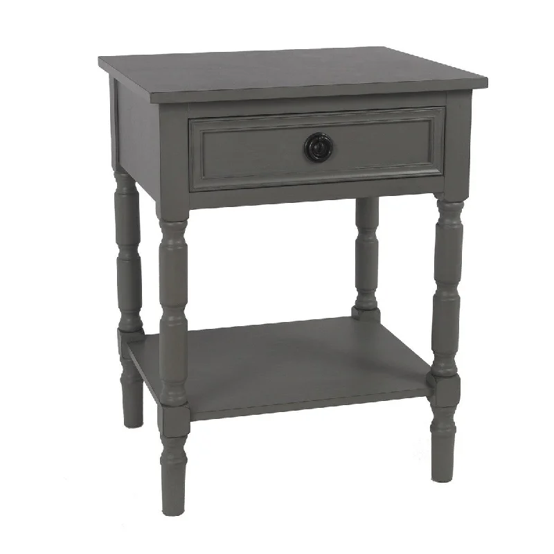 24 Inches Single Drawer Nightstand with Open Shelf, Gray