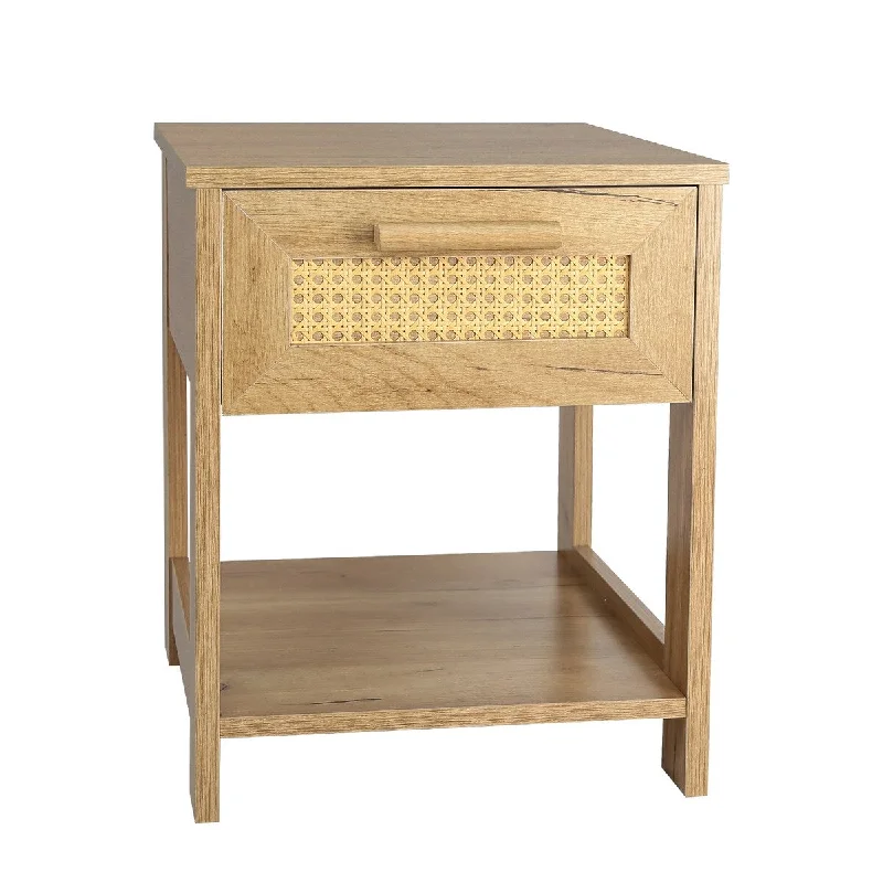 2PCS Rattan 2 Drawer Nightstand