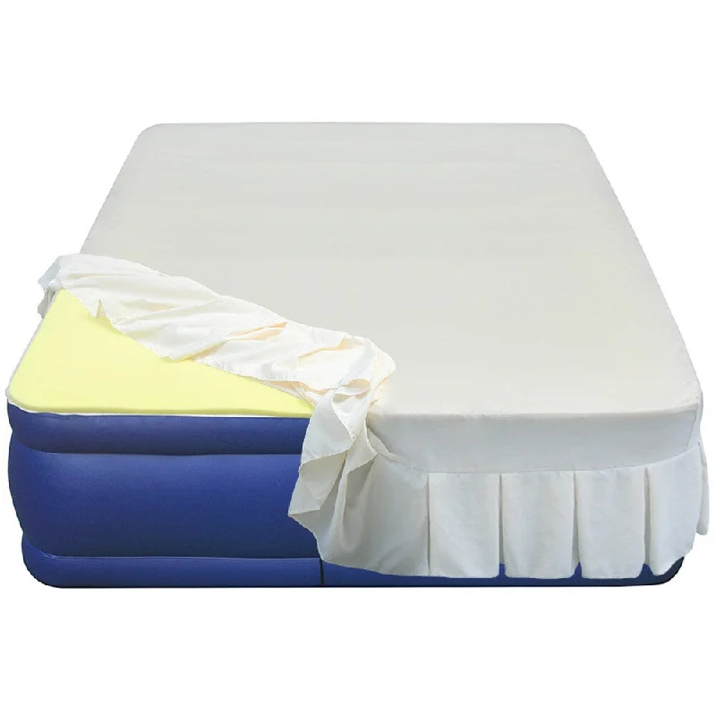 Airtek Queen-size Flocked Top Airbed with 1-inch Memory Foam Topper and Skirted Sheet Cover