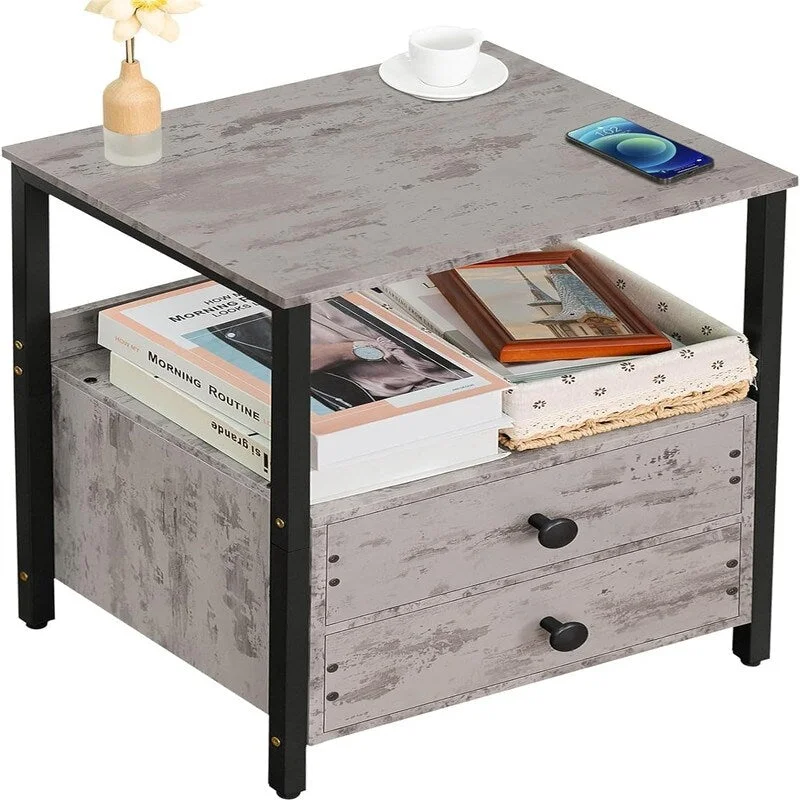 Bedside Table with 2 Drawers