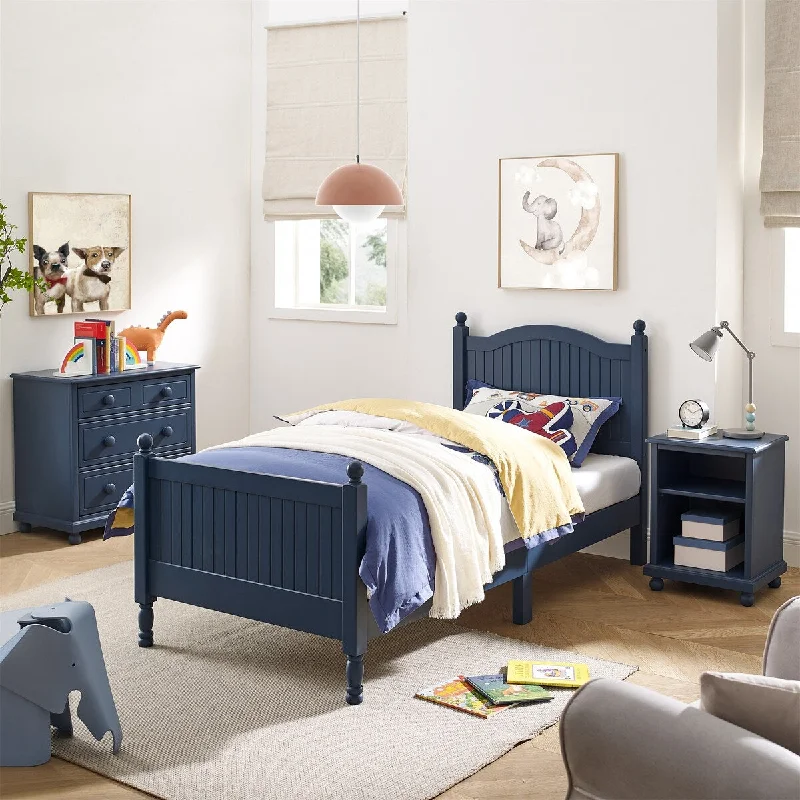 BIKAHOM Wooden Twin Bed Frame with Headboard & Footboard Designed with Classic ball finials , No Box Spring Needed