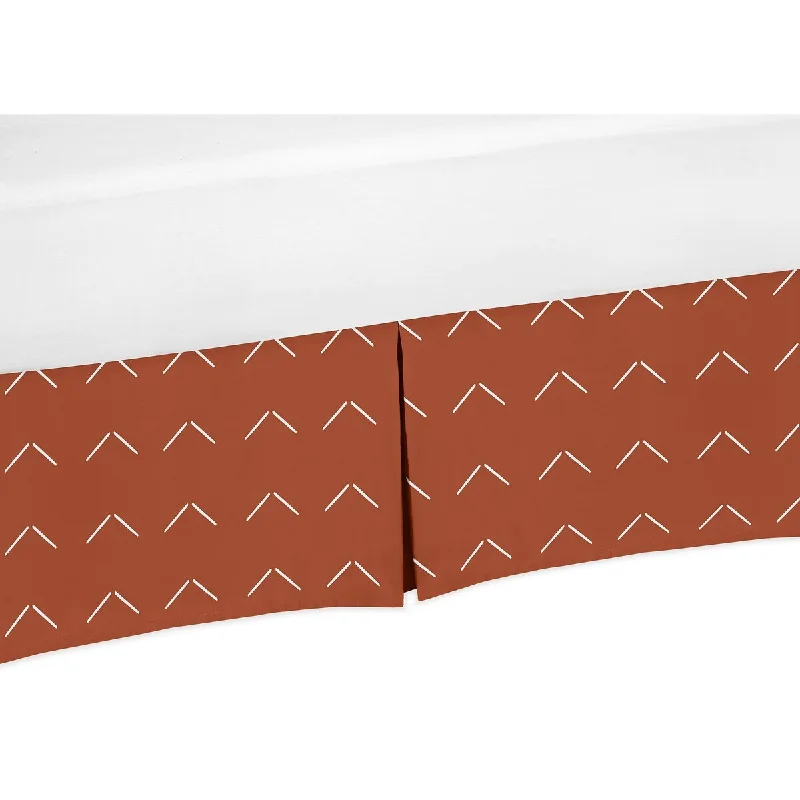 Boho Arrow Boy Girl Crib Bed Skirt - Ivory Burnt Orange Modern Farmhouse Southwest Shabby Chic Neutral for Bohemian Diamond