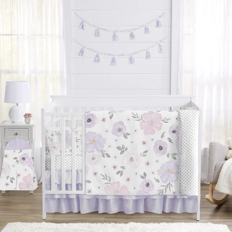 Boho Floral Girl Sweet Jojo Designs 6pc Crib Bedding + BreathableBaby Breathable Mesh Liner Bohemian Watercolor