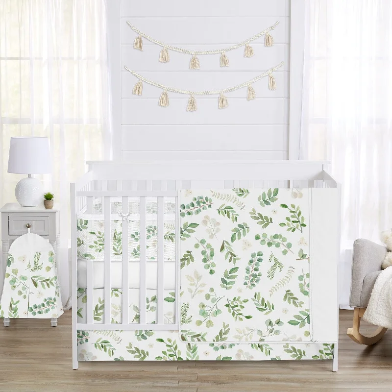 Boho Floral Leaf Boy Girl Sweet Jojo Designs 6p Crib Bedding+ BreathableBaby Breathable Mesh Liner Sage Bohemian