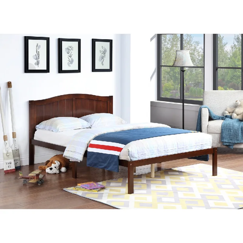 Brown Full Size Bed Frame with Headboard - Robust Pine Construction, 12 Slats, and Smart Under-Bed Storage