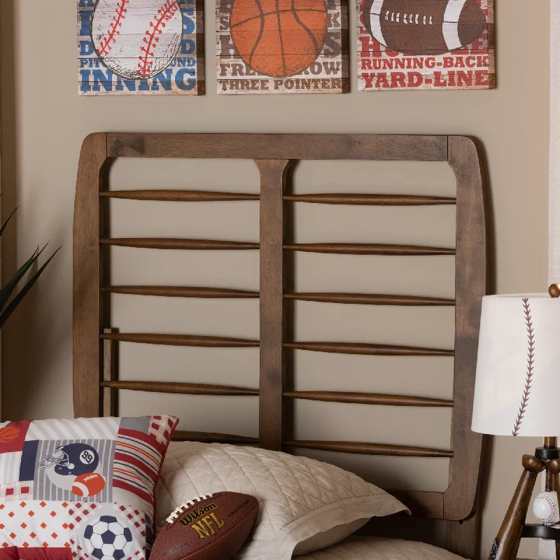 Carolyn Mid-Century Ash Walnut Finished Wood Headboard