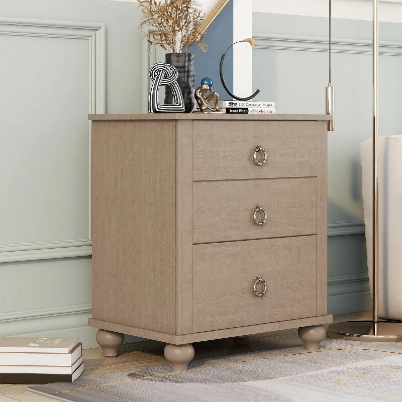 Chic Nightstand with 2 Drawers , Crafted From Solid Pine Wood , Easy Assembly