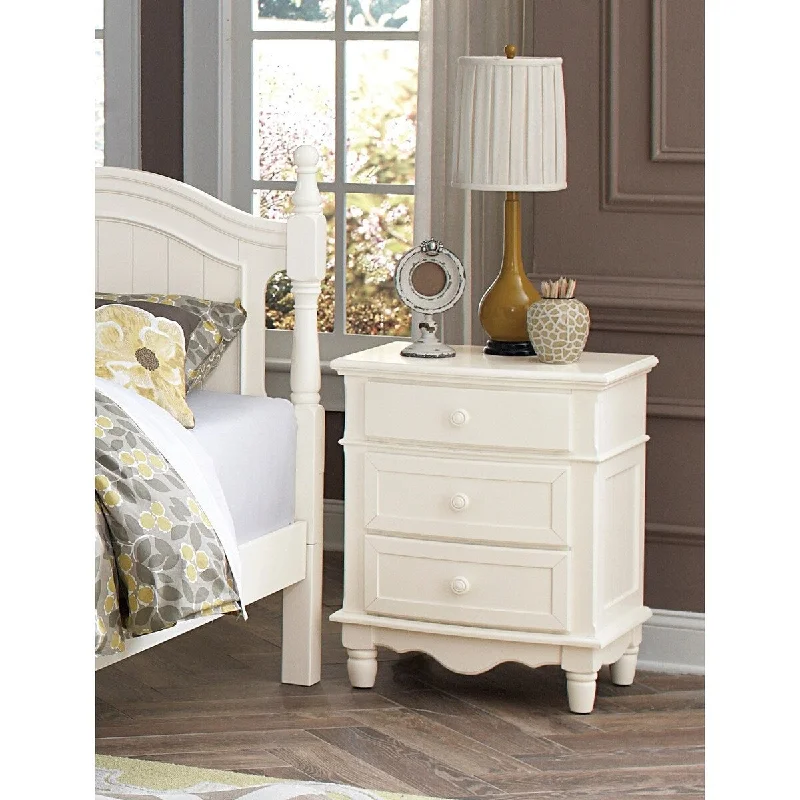 Classic Traditional White Finish 3 Drawers Nightstand 1pc Decorative Accents