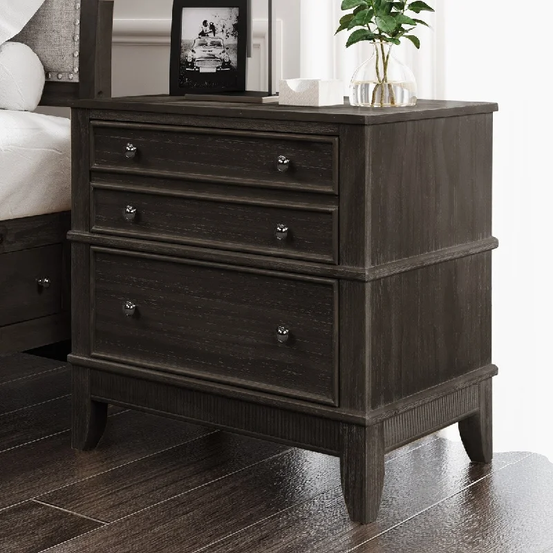 Drawer Nightstand in Coffee Color - Sleek and Chic Design - Rustic Charm - Hidden Drawer Feature