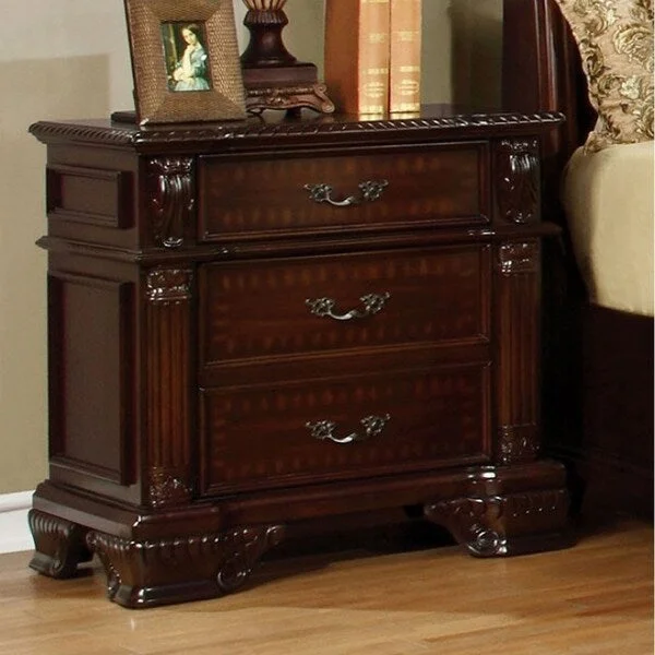 Edinburgh Traditional Night Stand In Brown Cherry Finish