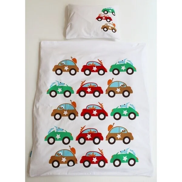 EGGKIDS CARS Bedset Crib/Duvet Cover and Pillowcase 100% Organic Cotton SMÅLAND Bedset Crib/Bed Duvet Cover