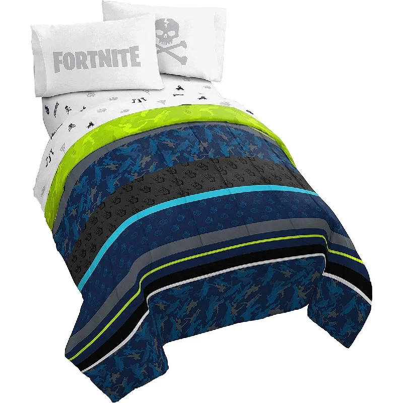 Fortnite Neon Stripe Kids Gaming Bedding, 100% Microfiber, Super Soft