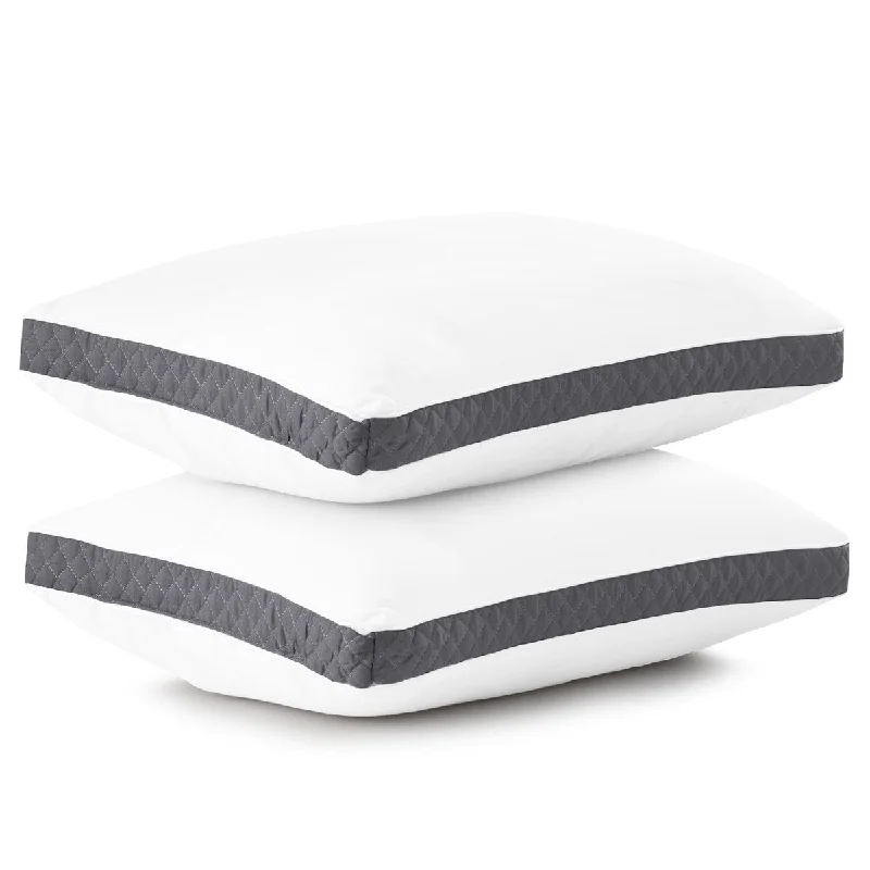 Gusseted Pillows Pack of 2 Breathable Bed Pillows For Sleeping Grey