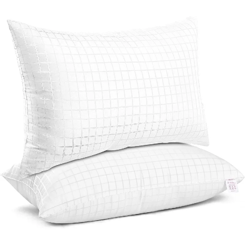 Hotel Collection Bed Pillows for Sleeping 2 Pack Queen Size - Light White