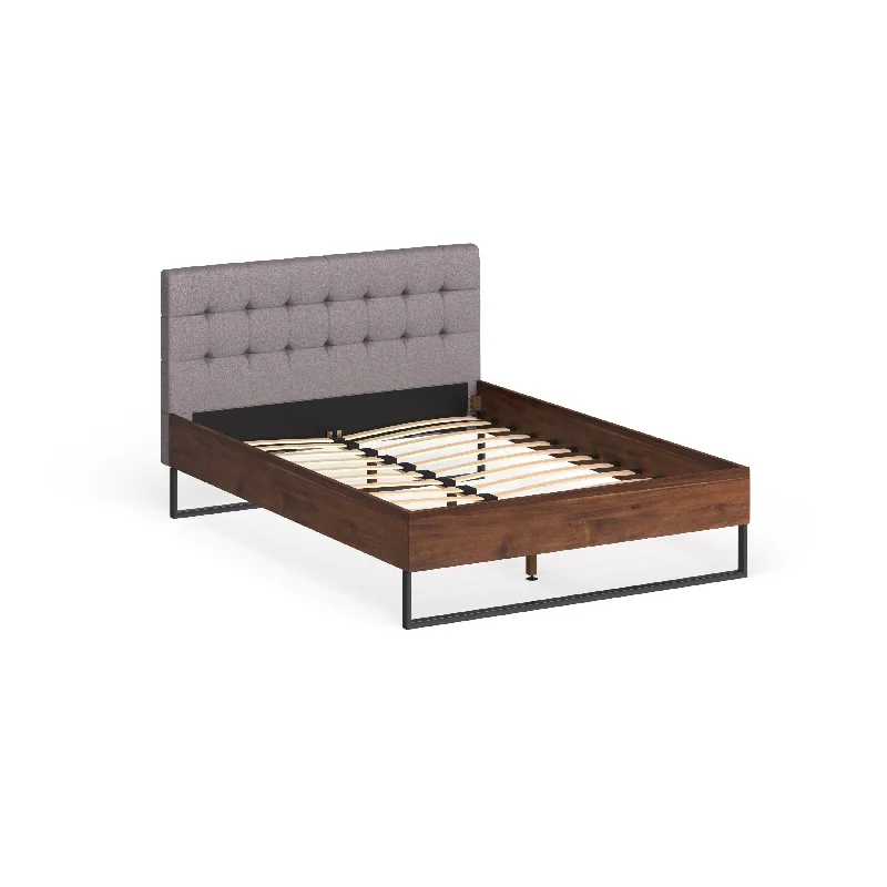 Industrial Mixed Material Platform Bed with Headboard by Baxton Studio