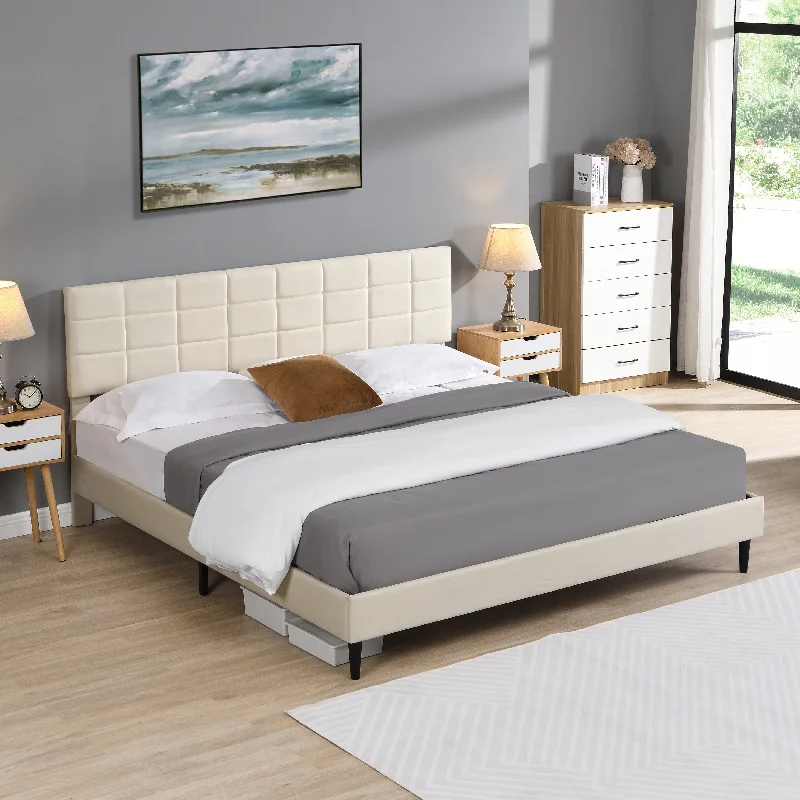 King Size Modern Upholstered Platform Bed