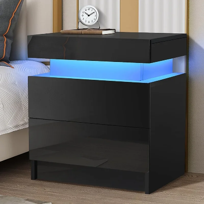 LED Nightstand with Led Lights Modern 13.8"D x 17.5"W x 20.5"H