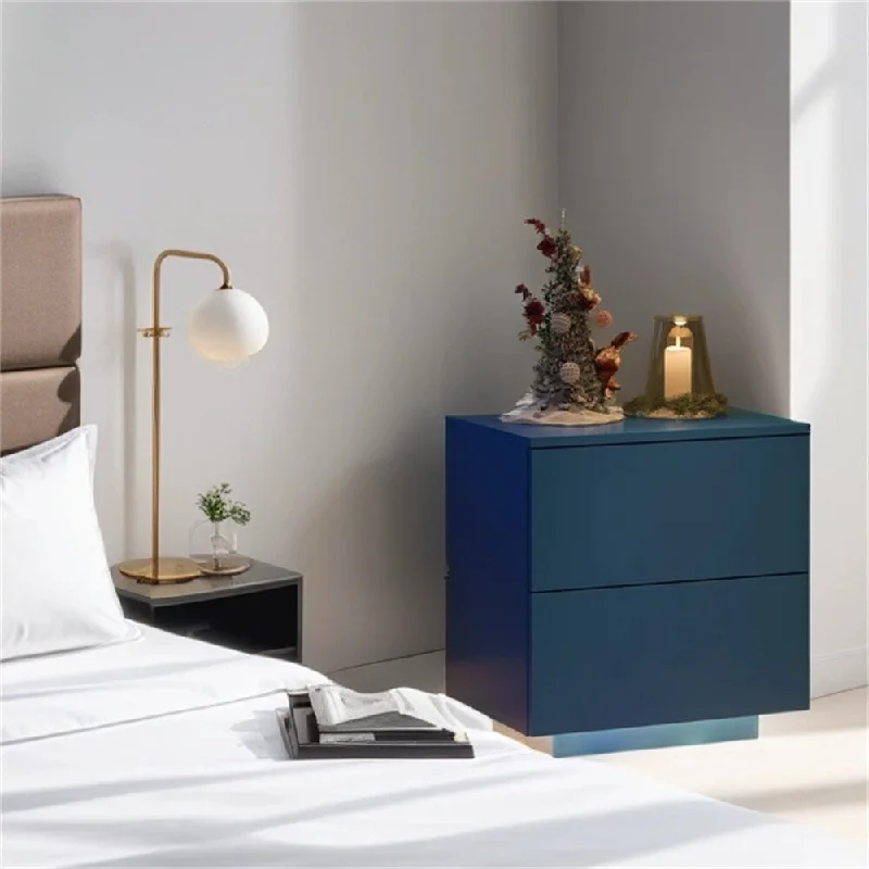 LED Wood Nightstands with 2 Drawers