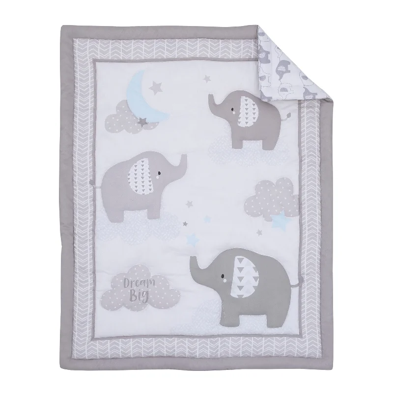 Little Love by NoJo Elephant Stroll Dream Big 3 Piece Mini Crib Bedding Set