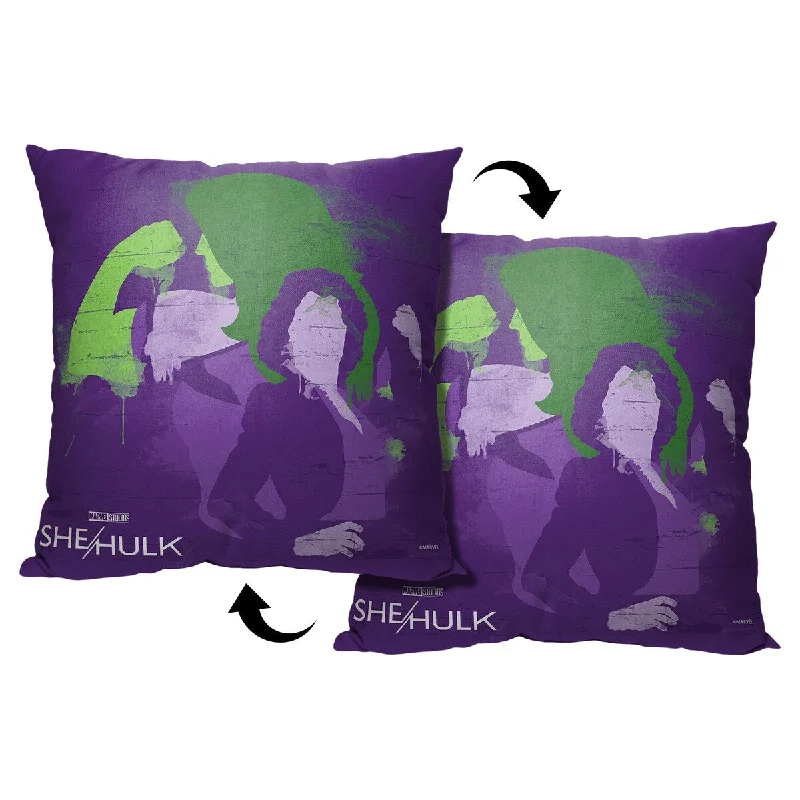 Marvel She Hulk Spray Painted Printed Throw Pillow - Purple