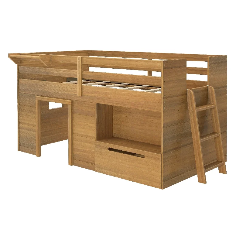 Max and Lily Farmhouse Twin Loft Bed with 1 Drawer