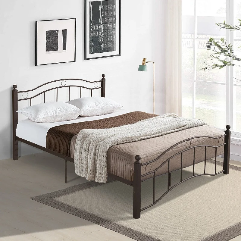 Metal Bed Frame with Headboard and Footboard