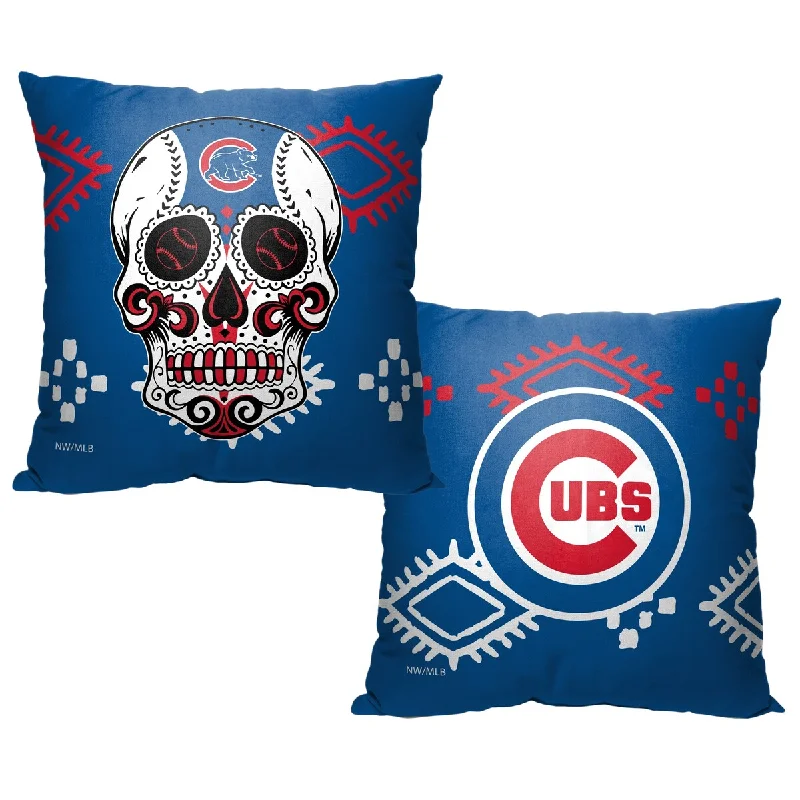 MLB Chicago Cubs Candy Skull 18 Inch Throw Pillow