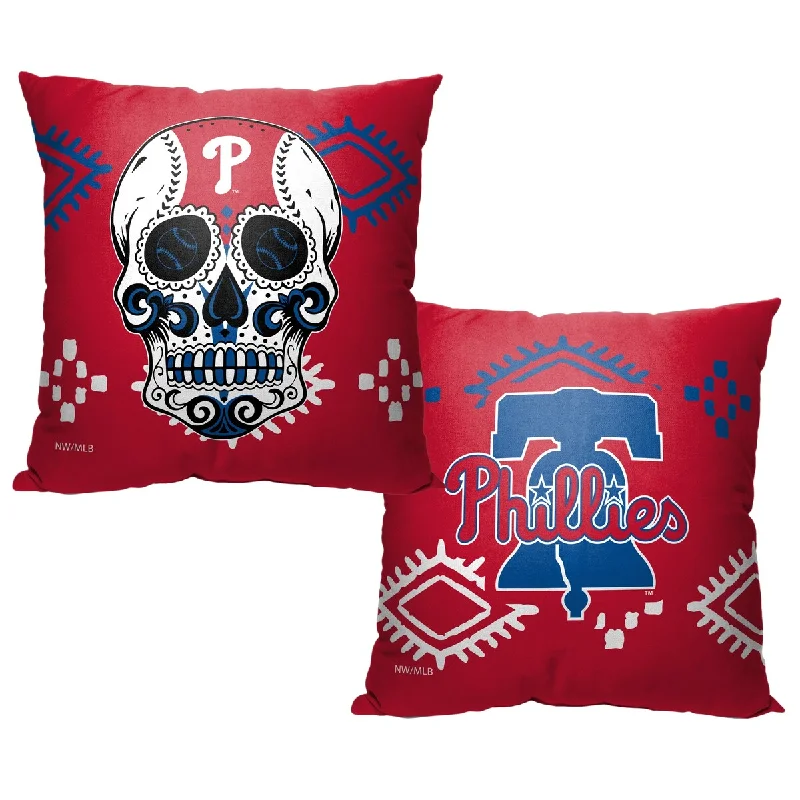 MLB Philadelphia Phillies Candy Skull 18 Inch Throw Pillow