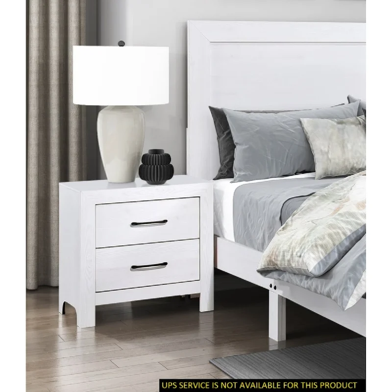 Modern White Finish 1pc Nightstand of 2x Drawers Black Hardware Wooden Bedroom Furniture