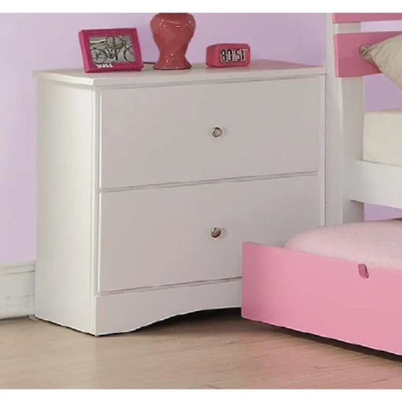 Modern Wooden Night Stand With 2 Drawers White