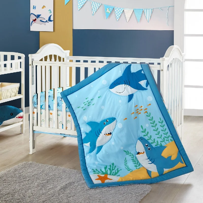 Nanshing Baby Sharks 3 Piece Baby Nursery Crib Bedding Set