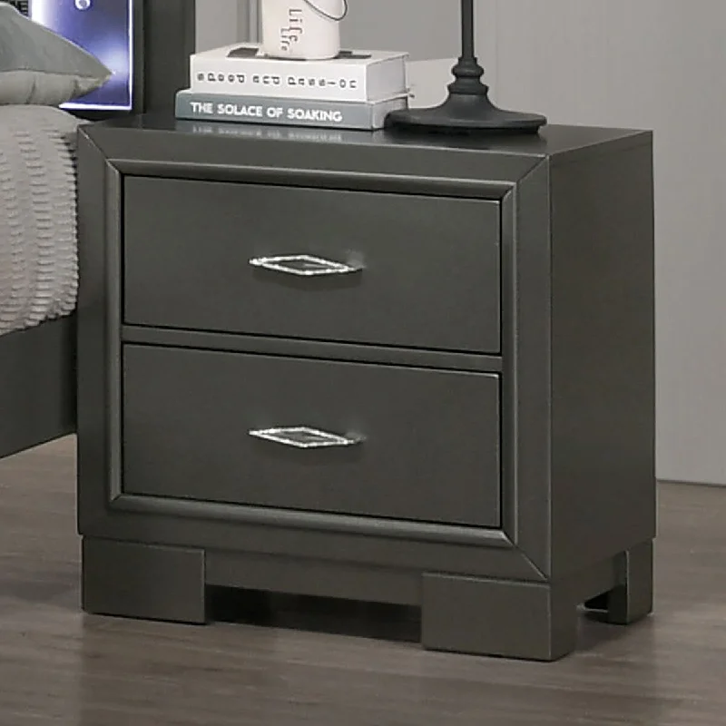 Nightstand Bedroom,1pc Nightstand Solid wood Acrylic Hardware 2-Drawers bedside Table