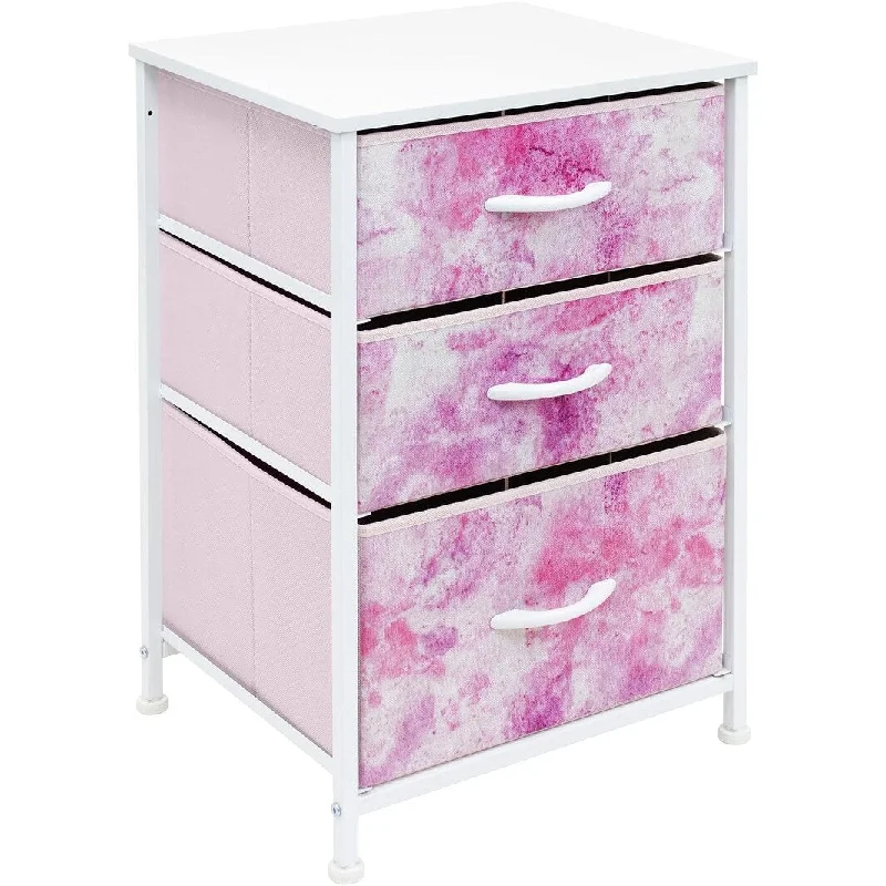 Nightstand Storage Organizer with 3 Drawers Kids Girls 14"D x 16.5"W x 25"H