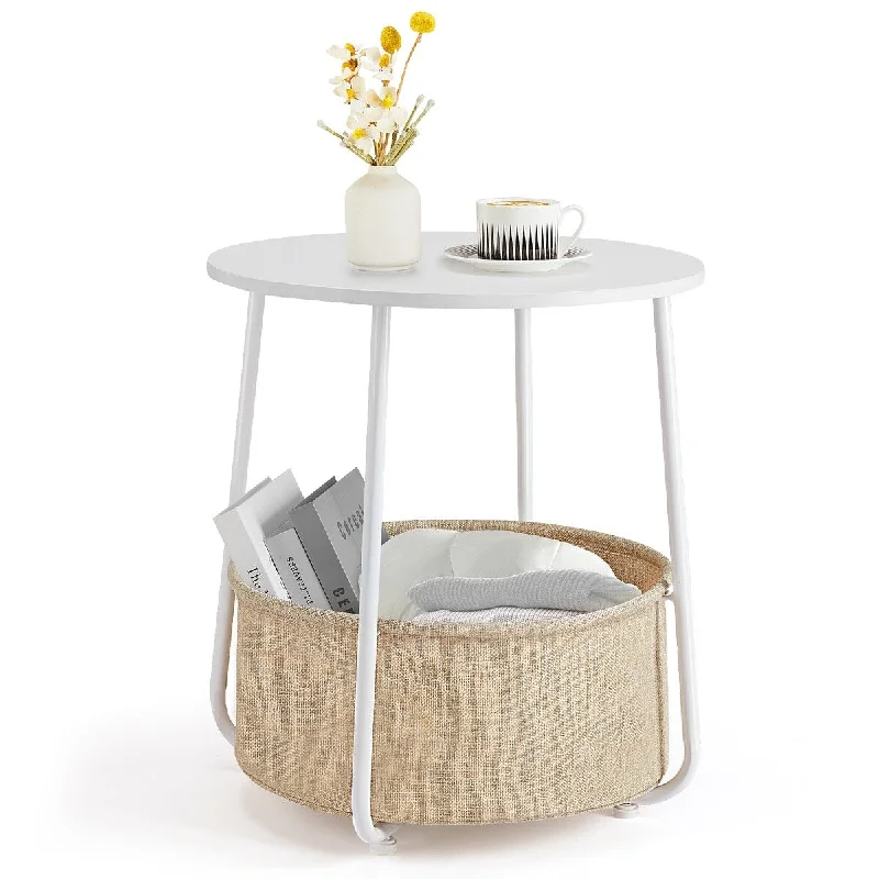 Nightstand with Linen Basket - Contemporary Bedside Table