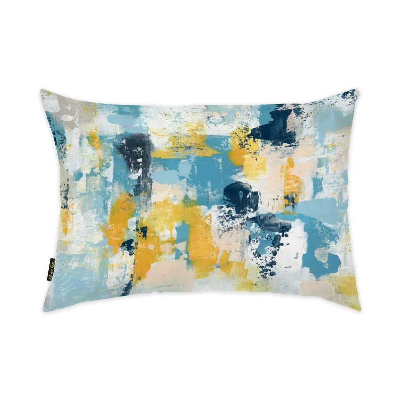 Oliver Gal 'Calling The Sun' Abstract Decorative Pillow - Blue, Yellow - Blue, Yellow