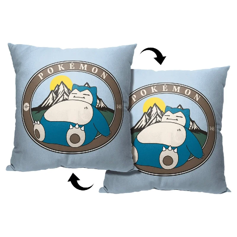 Pokemon Snooring Outdoors Printed Throw Pillow - Blue