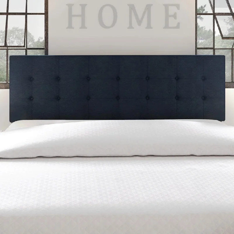 Porch & Den Hyperion Navy Blue Tufted Fabric Headboard