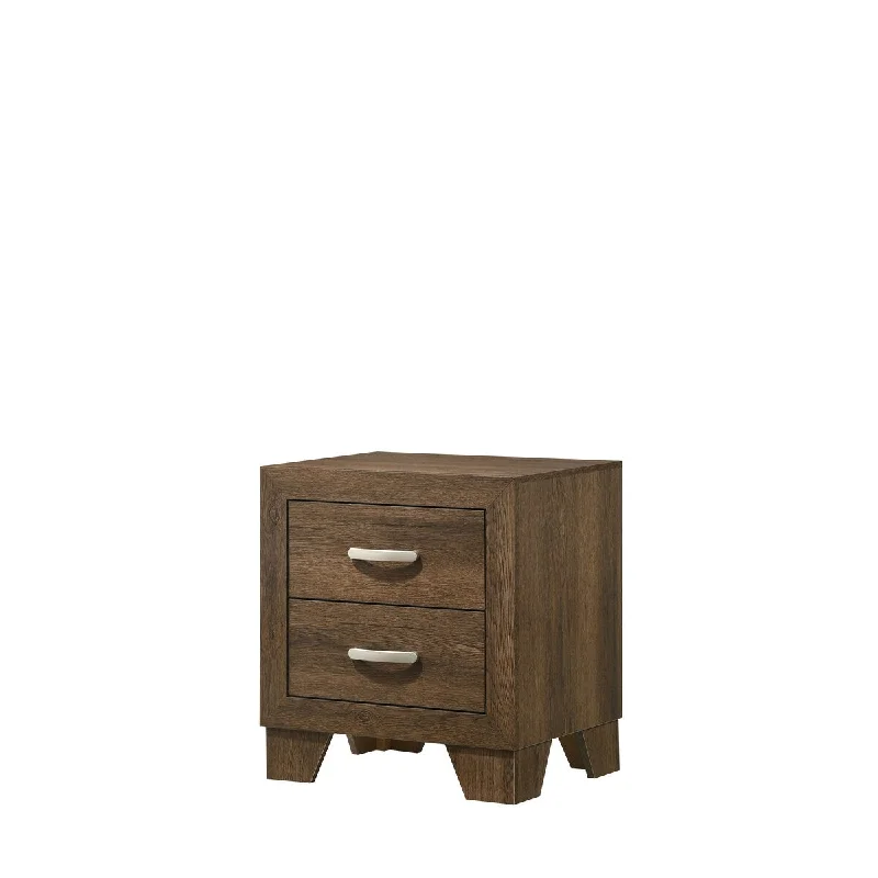 Rectangular 2-drawer Nightstand, Wooden Frame, Wooden Block Leg