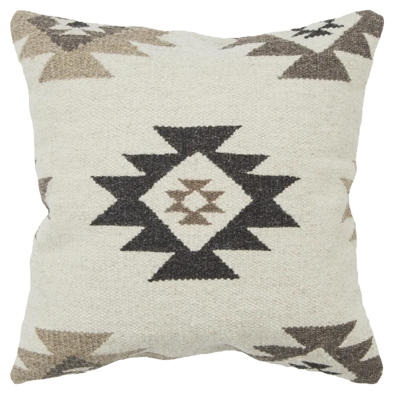 Rizzy Home Ivory, Brown, and Black Southwest Wool Top Throw Pillow