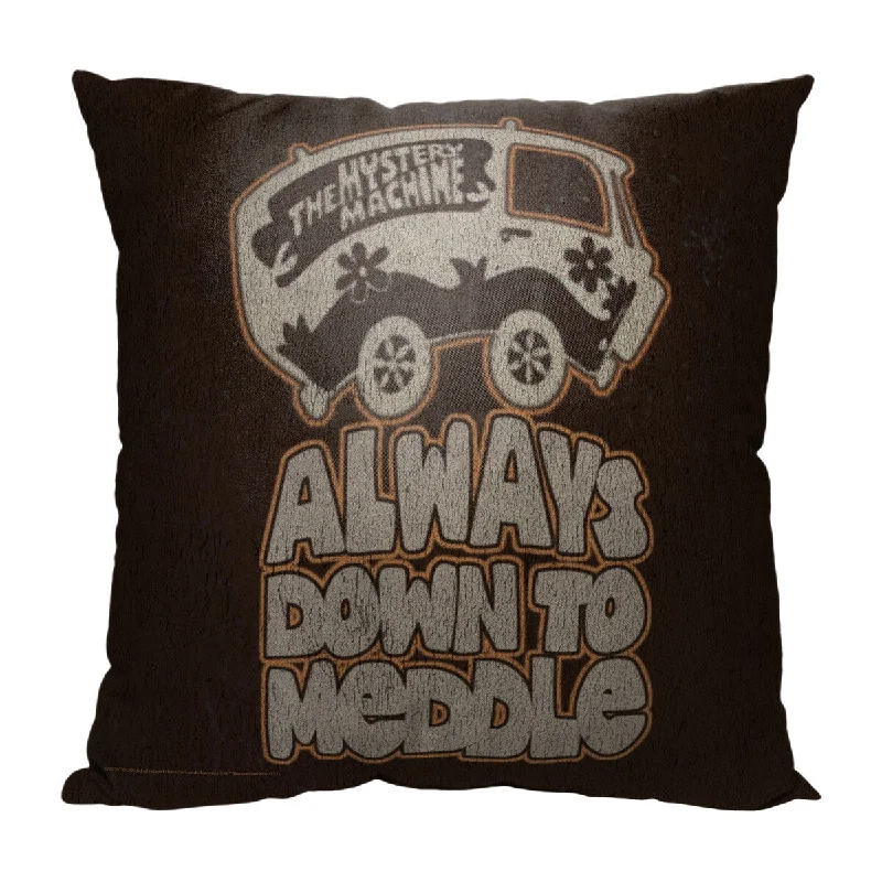 Scooby Doo Down to Meddle Printed Throw Pillow - Brown