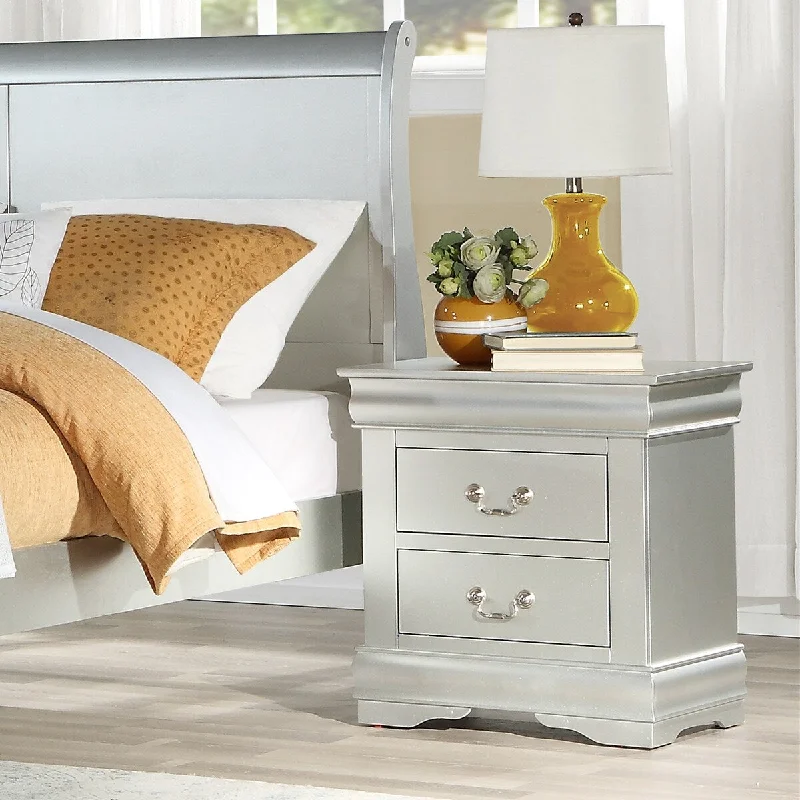 Solid Pine Nightstand , Nickel Metal Handle , Finished In Classic Finish With Metal Hardware