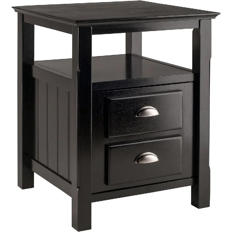 Solid Wood 2 Drawer Timber Night Stand 20"D x 20"W x 25"H