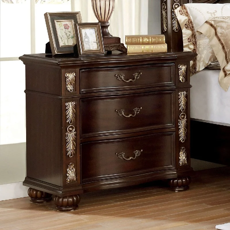 Solid wood 3-Drawers Decorative Detail Brass Arch Pull