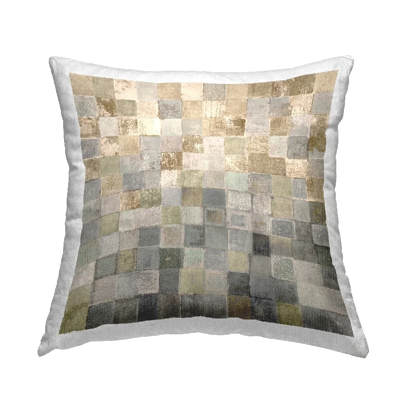 Stupell Alternating Beige & Grey Squares Decorative Printed Throw Pillow Design by Lorenzo Collective