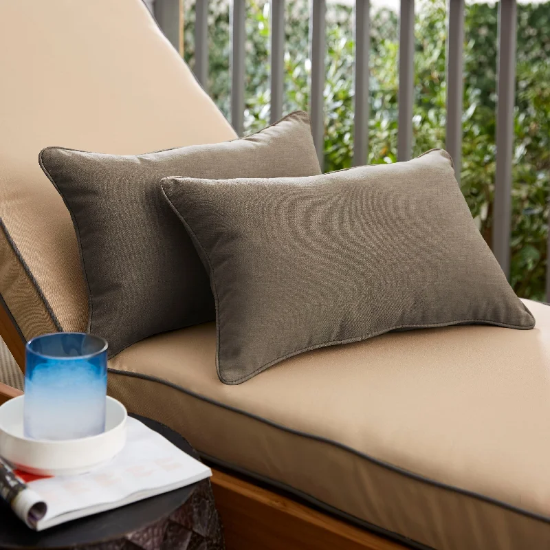 Sunbrella Canvas Taupe Corded Indoor/ Outdoor Pillows (Set of 2)