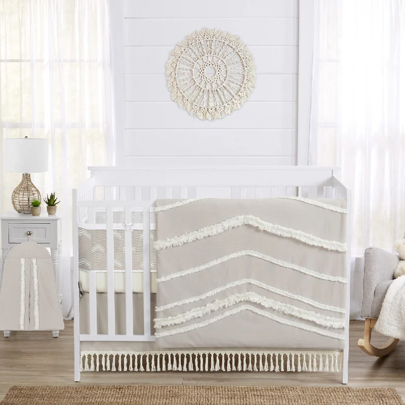 Sweet Jojo Designs 6p Crib Bedding+ BreathableBaby Breathable Mesh Liner Boho Bohemian Boy Girl Gender Neutral Solid